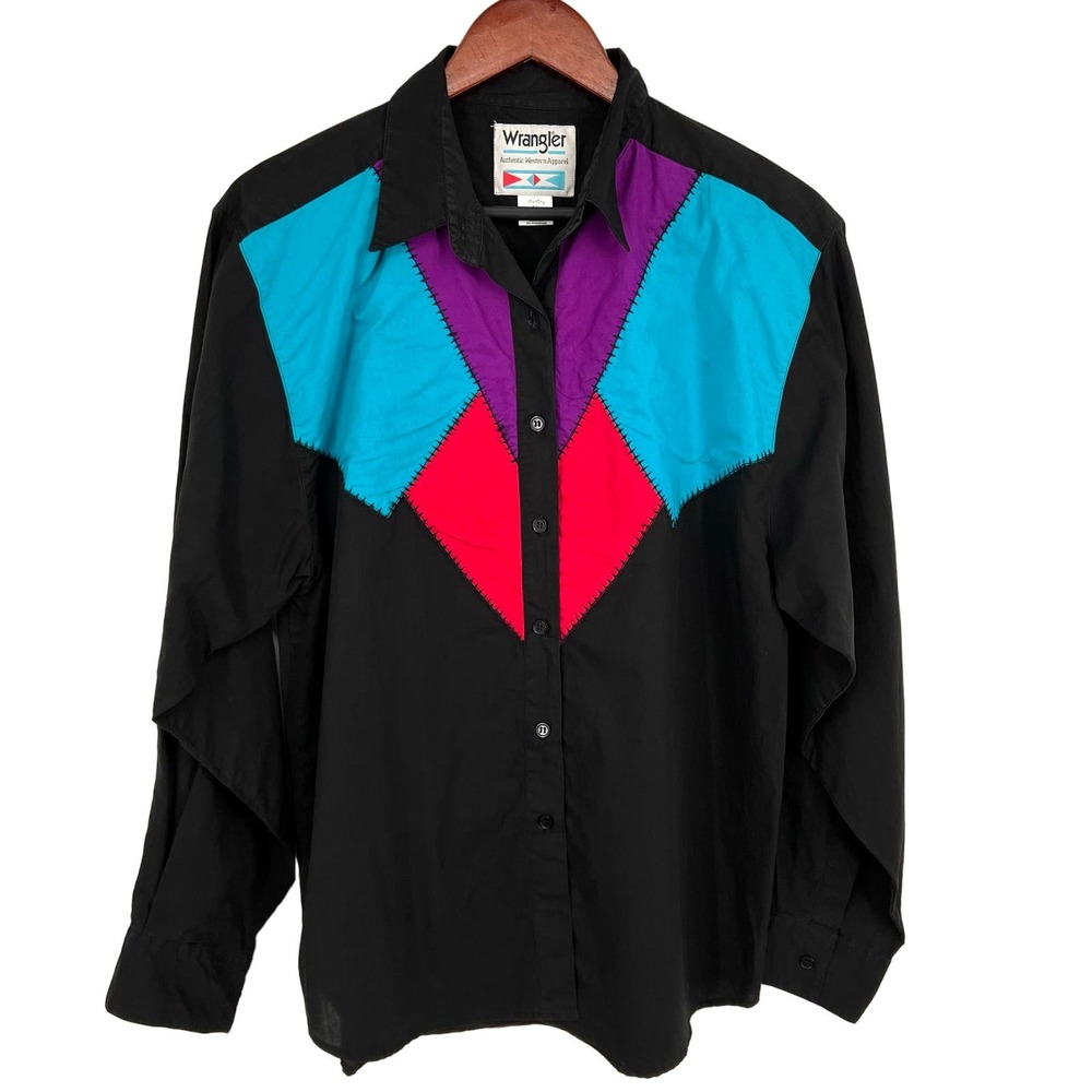 Wrangler WOMENS XL Vintage Authentic Western Apparel 90s 80s Blouse Shirt Top
